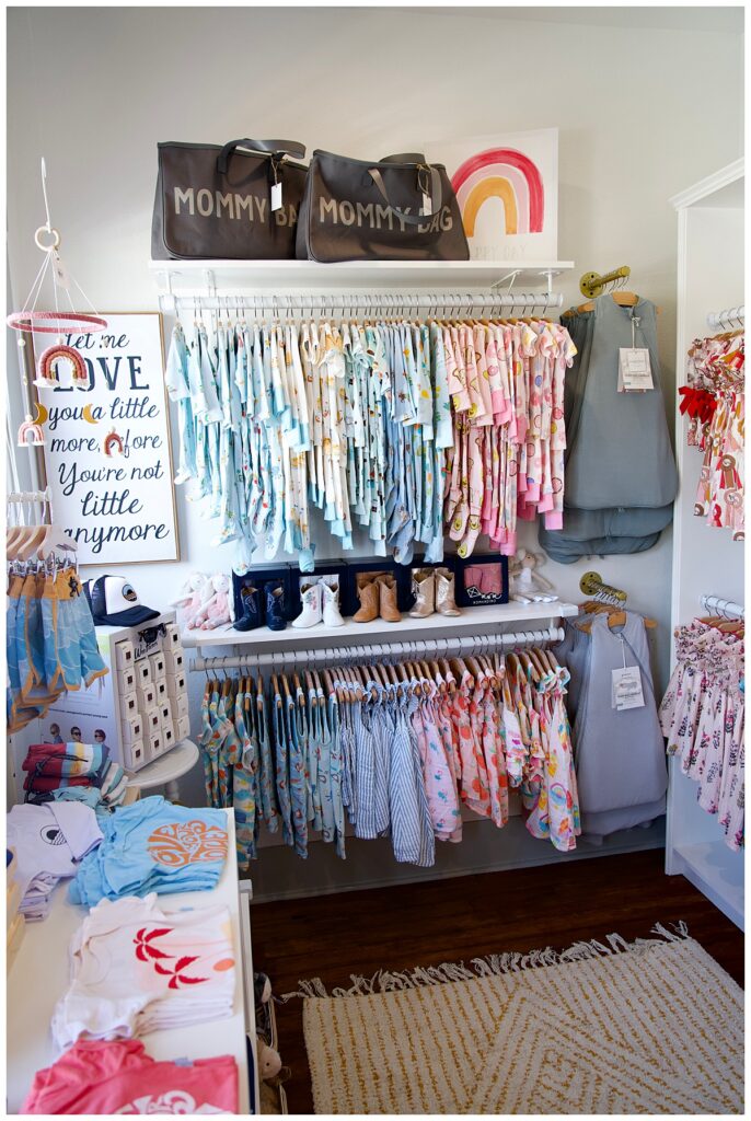 Store photo in a local boutique of baby clothes.