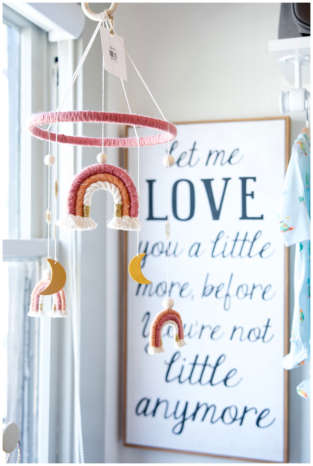 close up photo of a rainbow baby mobile in a local boutique in Round Rock